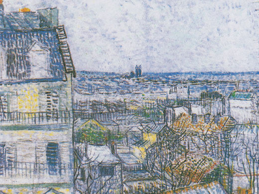 view from van Gogh's room on rue Lepic
